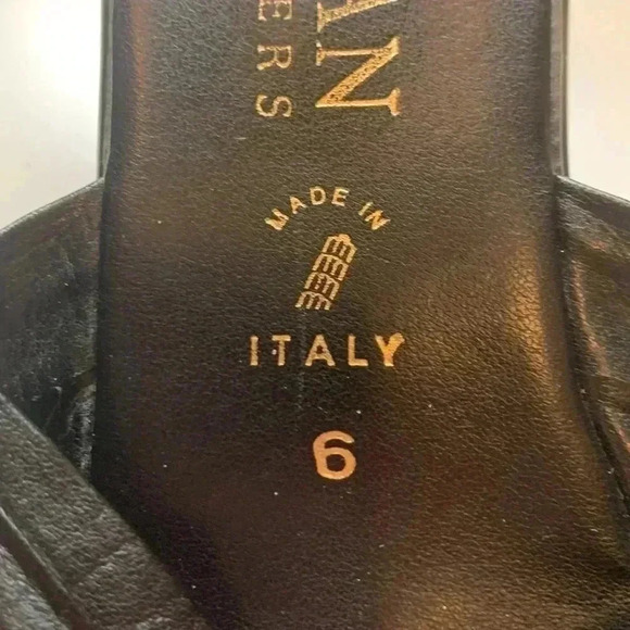 Italian Shoemakers black mules, with crossover leather straps, 2” heel - Picture 4 of 10